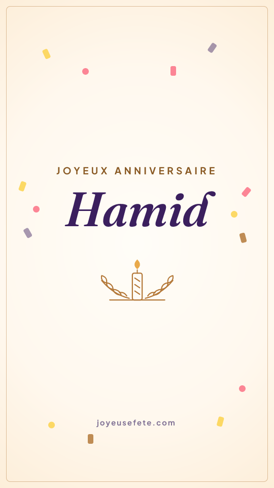 Image « Joyeux anniversaire Hamid » au format story