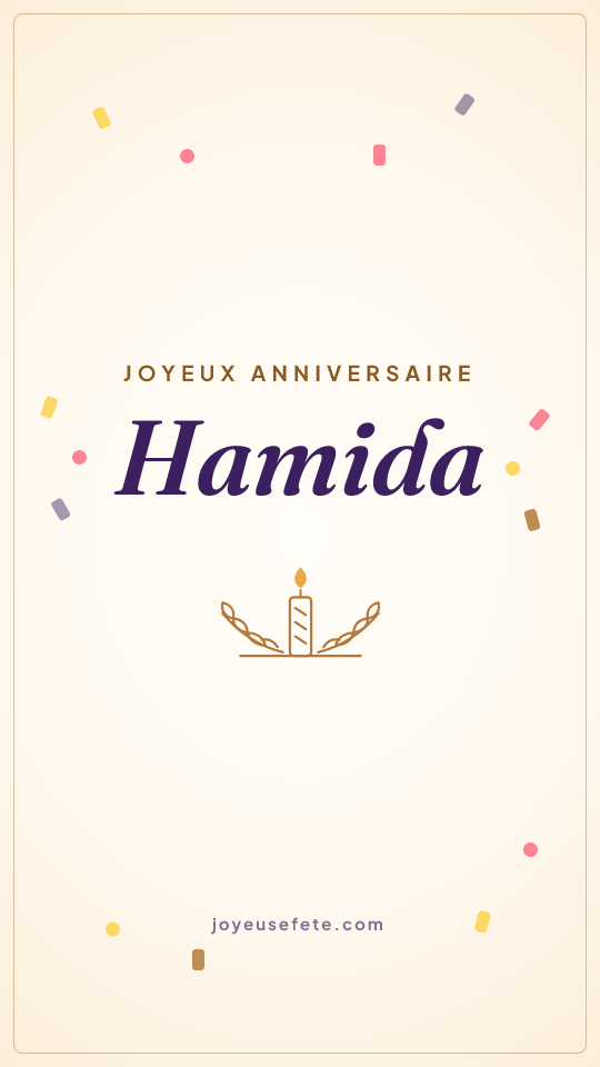 Image « Joyeux anniversaire Hamida » au format story