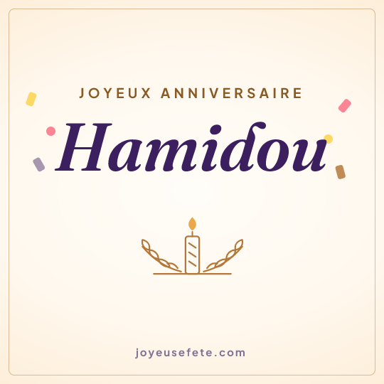 Image carrée « Joyeux anniversaire Hamidou » pour WhatsApp