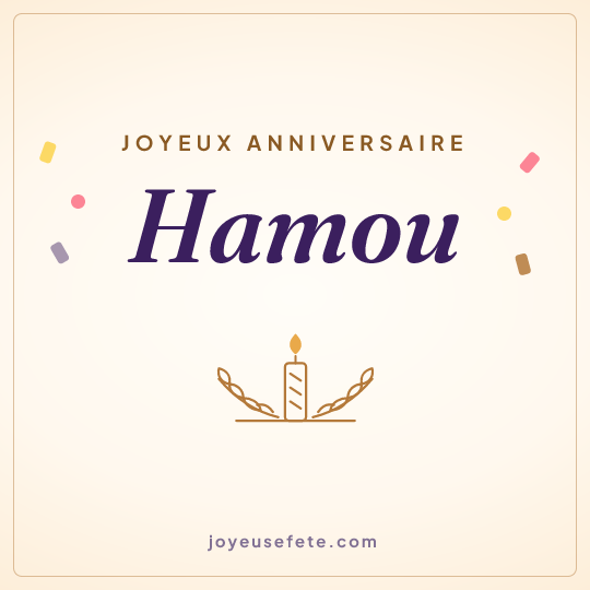 Image carrée « Joyeux anniversaire Hamou » pour WhatsApp