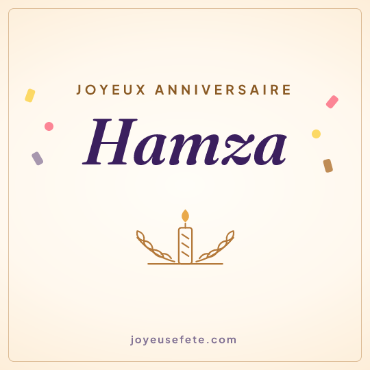 Image carrée « Joyeux anniversaire Hamza » pour WhatsApp