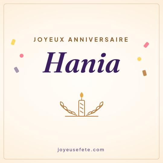 Image carrée « Joyeux anniversaire Hania » pour WhatsApp