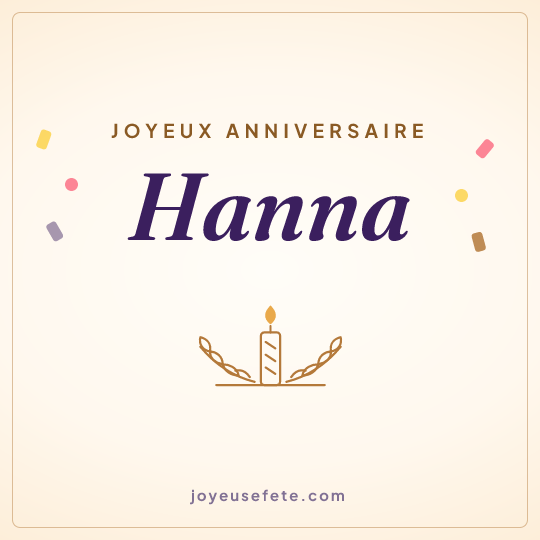 Image carrée « Joyeux anniversaire Hanna » pour WhatsApp