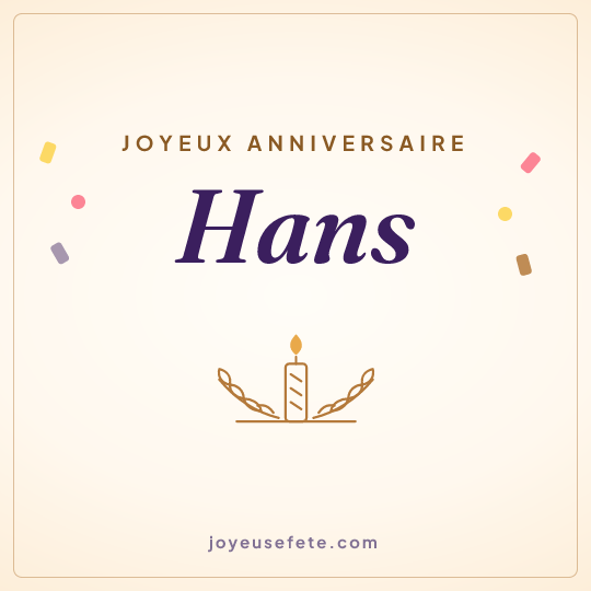 Image carrée « Joyeux anniversaire Hans » pour WhatsApp