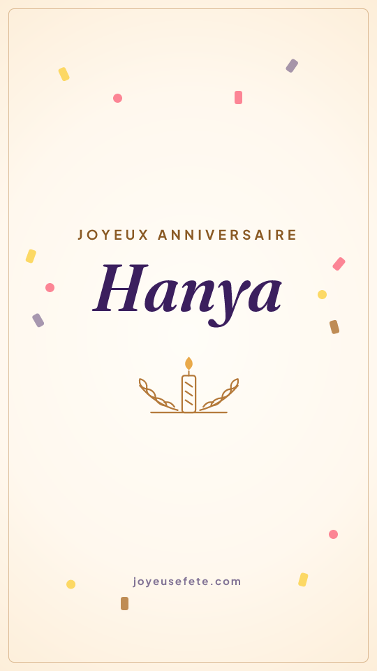 Image « Joyeux anniversaire Hanya » au format story