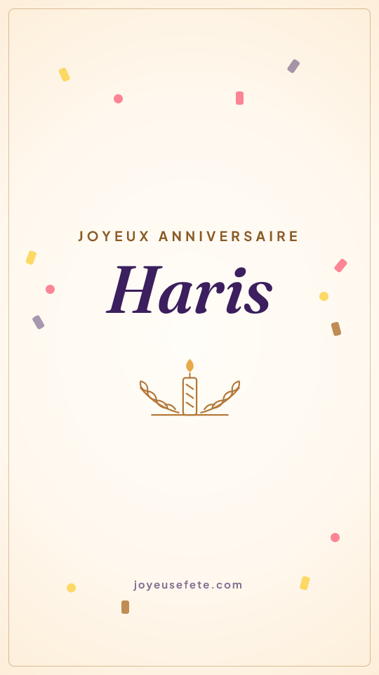 Image « Joyeux anniversaire Haris » au format story