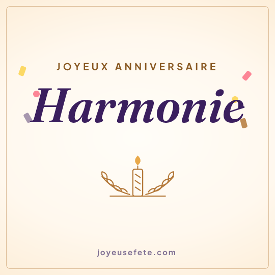 Image carrée « Joyeux anniversaire Harmonie » pour WhatsApp