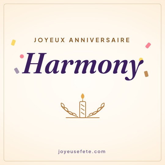 Image carrée « Joyeux anniversaire Harmony » pour WhatsApp
