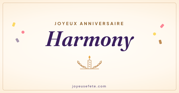 Image « Joyeux anniversaire Harmony » au format large
