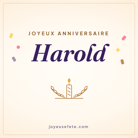 Image carrée « Joyeux anniversaire Harold » pour WhatsApp