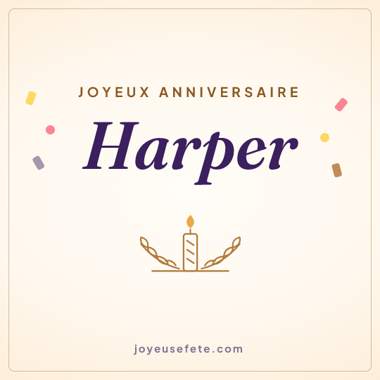 Image carrée « Joyeux anniversaire Harper » pour WhatsApp