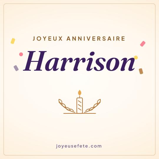 Image carrée « Joyeux anniversaire Harrison » pour WhatsApp