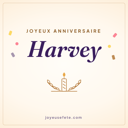 Image carrée « Joyeux anniversaire Harvey » pour WhatsApp