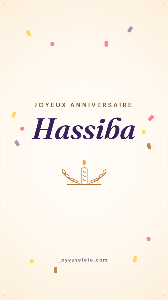 Image « Joyeux anniversaire Hassiba » au format story