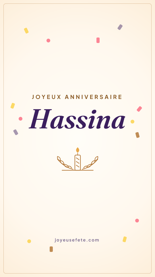 Image « Joyeux anniversaire Hassina » au format story
