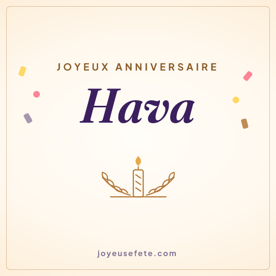 Image carrée « Joyeux anniversaire Hava » pour WhatsApp