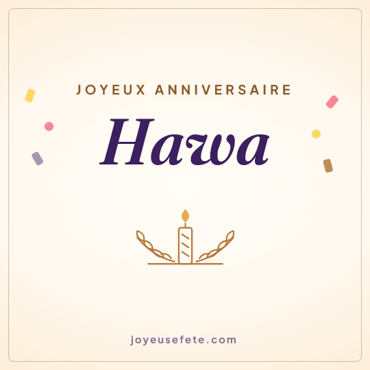 Image carrée « Joyeux anniversaire Hawa » pour WhatsApp