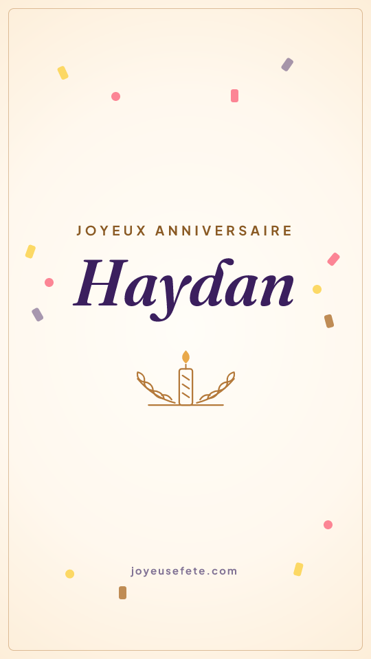Image « Joyeux anniversaire Haydan » au format story