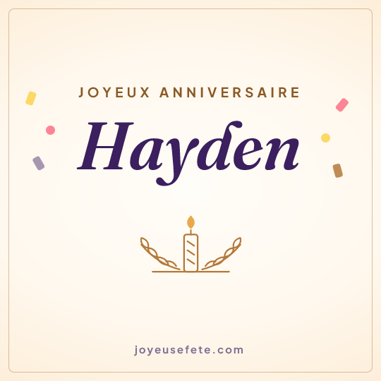 Image carrée « Joyeux anniversaire Hayden » pour WhatsApp