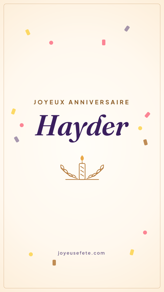 Image « Joyeux anniversaire Hayder » au format story