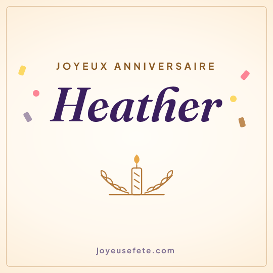 Image carrée « Joyeux anniversaire Heather » pour WhatsApp