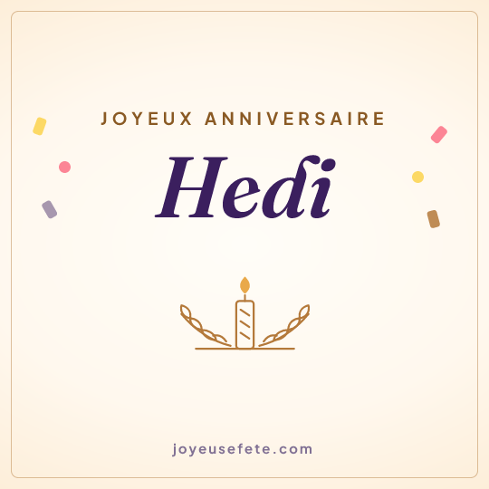 Image carrée « Joyeux anniversaire Hedi » pour WhatsApp