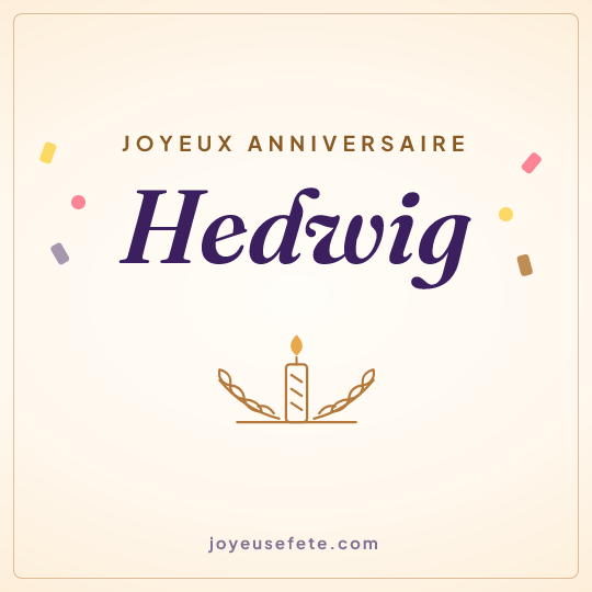 Image carrée « Joyeux anniversaire Hedwig » pour WhatsApp