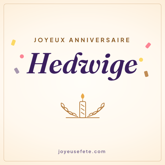 Image carrée « Joyeux anniversaire Hedwige » pour WhatsApp