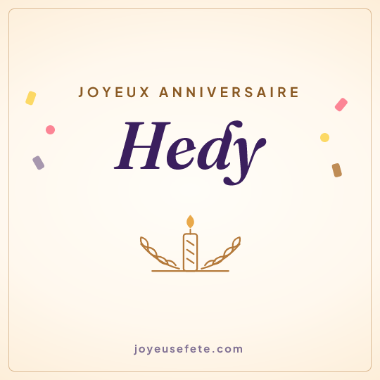 Image carrée « Joyeux anniversaire Hedy » pour WhatsApp