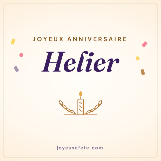 Image carrée « Joyeux anniversaire Helier » pour WhatsApp