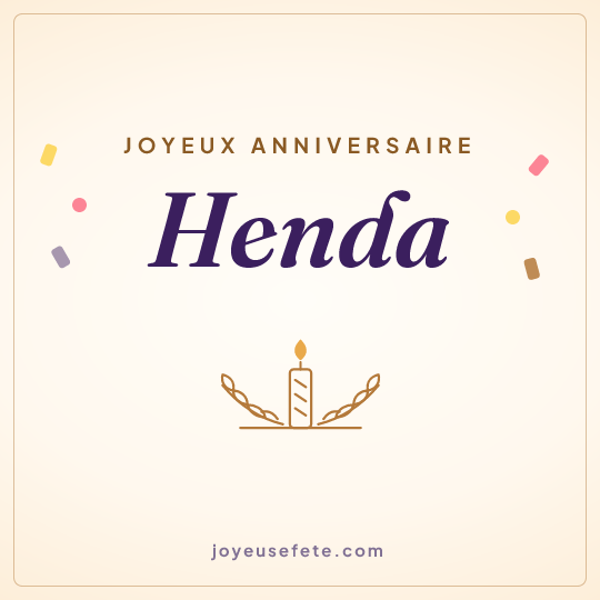 Image carrée « Joyeux anniversaire Henda » pour WhatsApp
