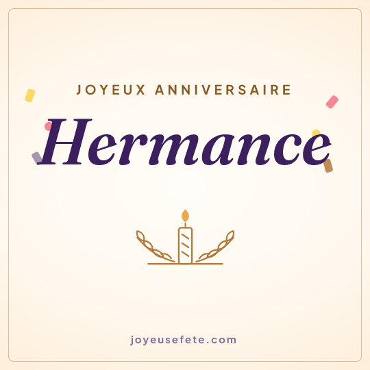 Image carrée « Joyeux anniversaire Hermance » pour WhatsApp