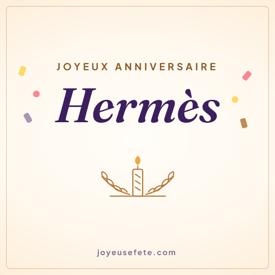 Image carrée « Joyeux anniversaire Hermès » pour WhatsApp