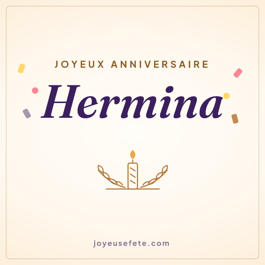 Image carrée « Joyeux anniversaire Hermina » pour WhatsApp