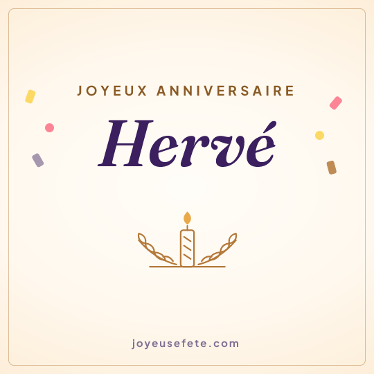 Image carrée « Joyeux anniversaire Hervé » pour WhatsApp