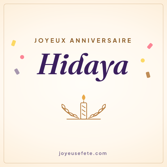 Image carrée « Joyeux anniversaire Hidaya » pour WhatsApp