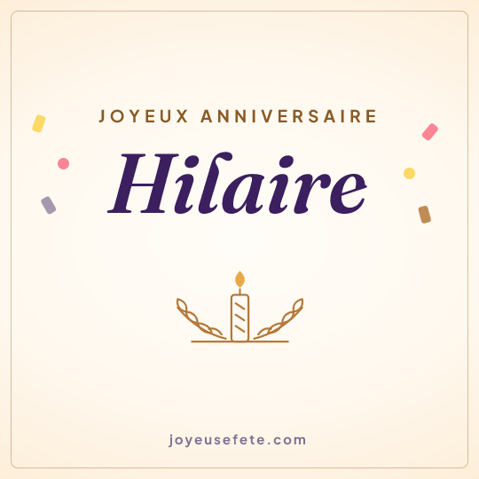 Image carrée « Joyeux anniversaire Hilaire » pour WhatsApp