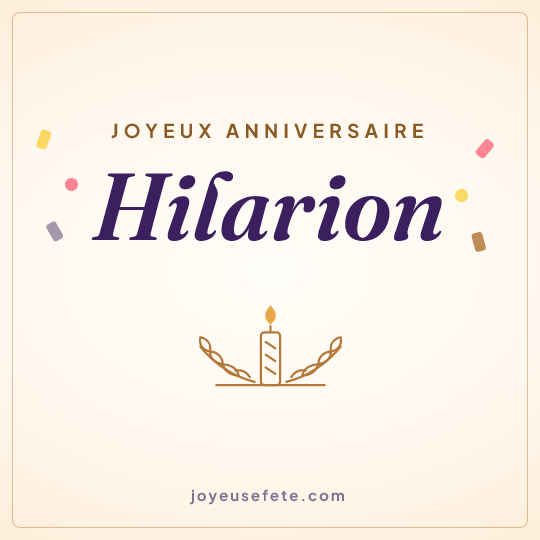 Image carrée « Joyeux anniversaire Hilarion » pour WhatsApp