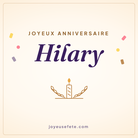 Image carrée « Joyeux anniversaire Hilary » pour WhatsApp