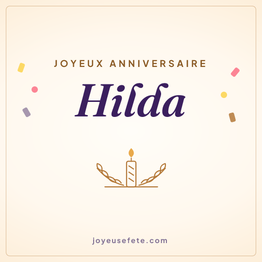 Image carrée « Joyeux anniversaire Hilda » pour WhatsApp