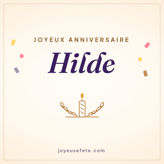 Image carrée « Joyeux anniversaire Hilde » pour WhatsApp