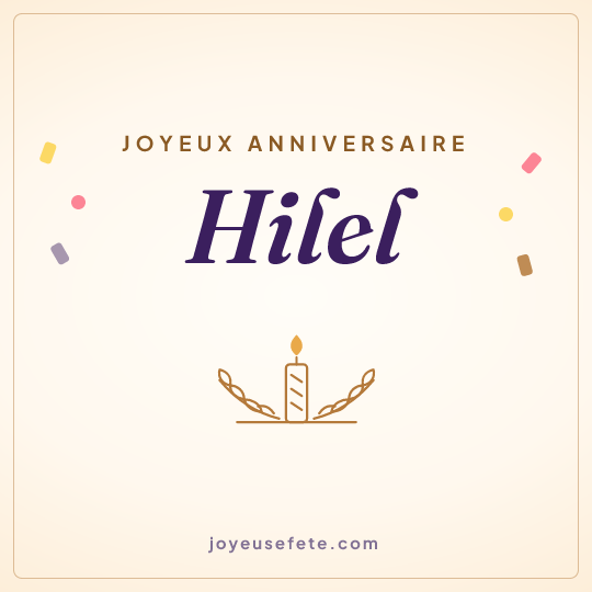 Image carrée « Joyeux anniversaire Hilel » pour WhatsApp