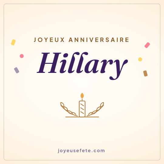 Image carrée « Joyeux anniversaire Hillary » pour WhatsApp