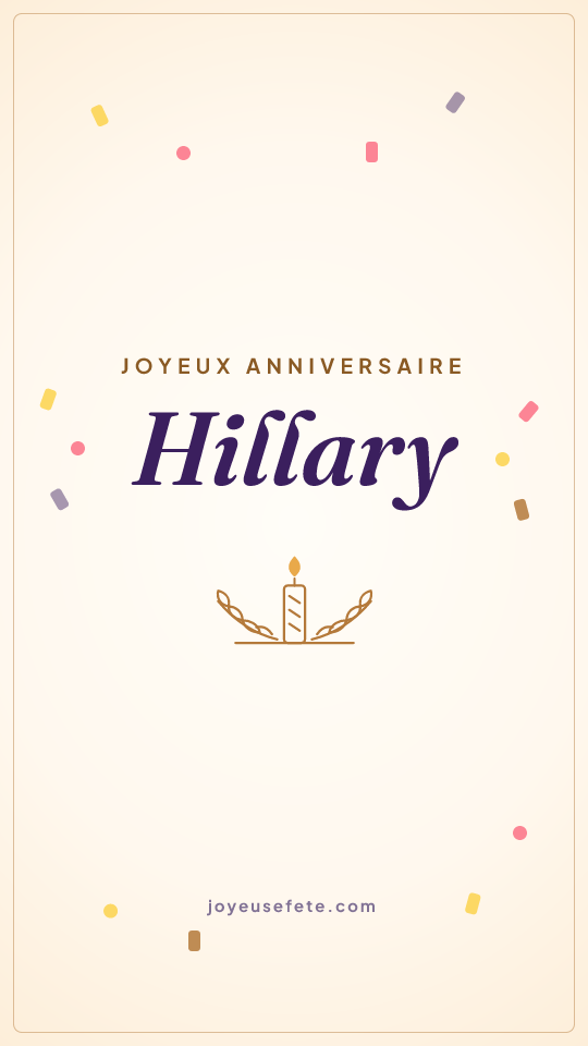 Image « Joyeux anniversaire Hillary » au format story
