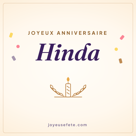 Image carrée « Joyeux anniversaire Hinda » pour WhatsApp