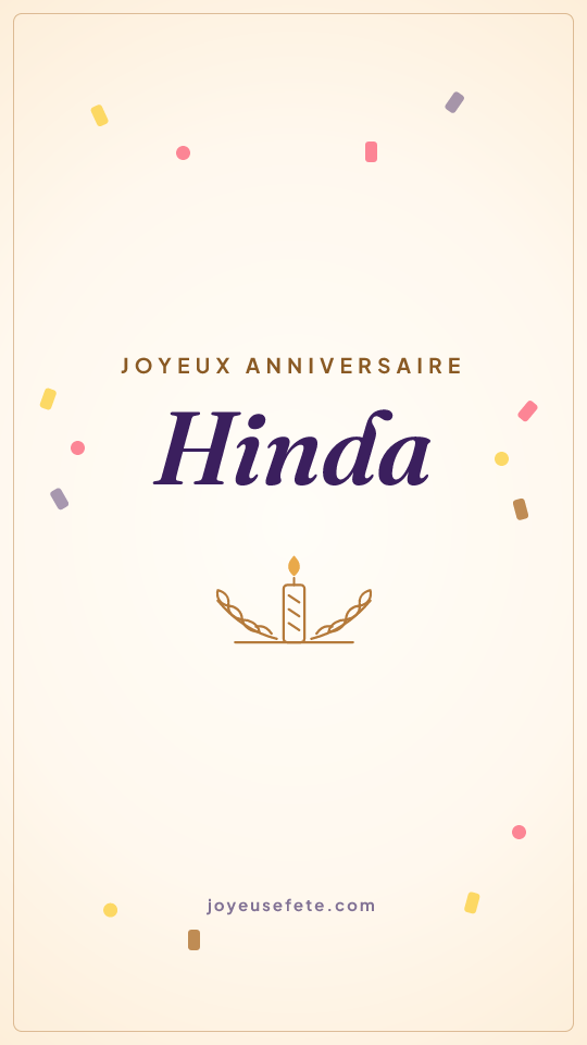 Image « Joyeux anniversaire Hinda » au format story