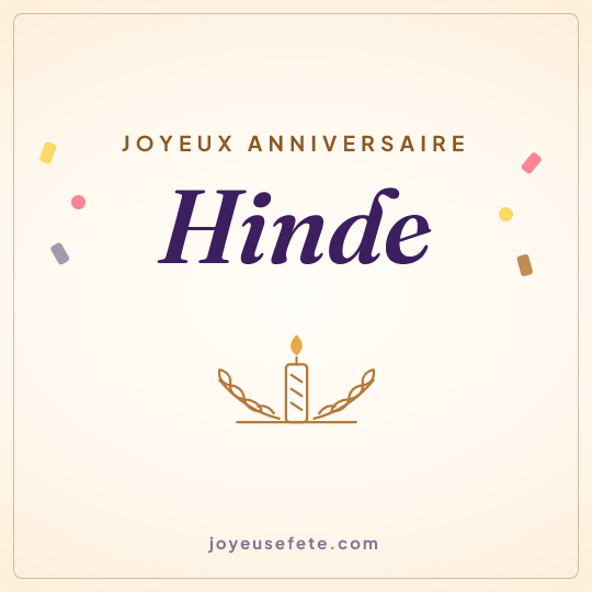 Image carrée « Joyeux anniversaire Hinde » pour WhatsApp