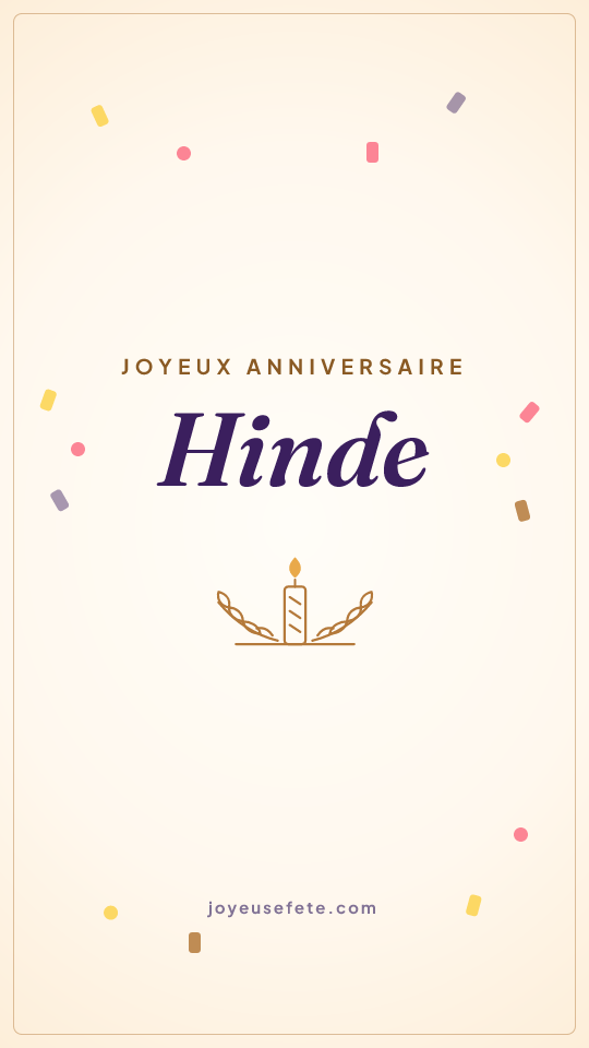 Image « Joyeux anniversaire Hinde » au format story