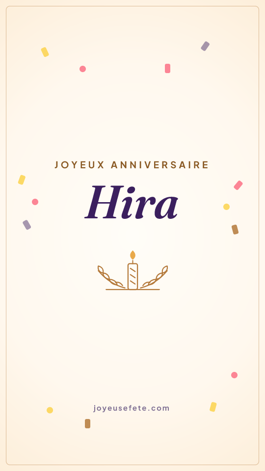 Image « Joyeux anniversaire Hira » au format story
