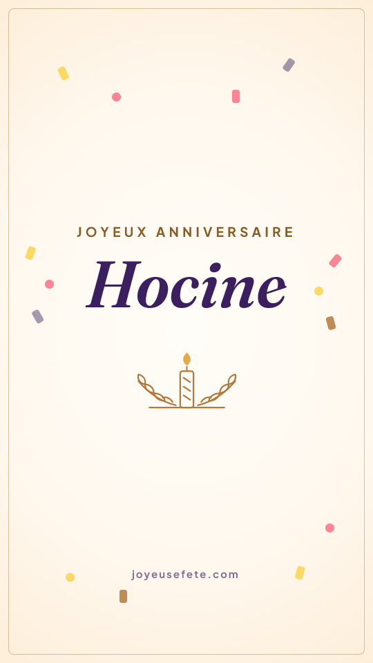 Image « Joyeux anniversaire Hocine » au format story